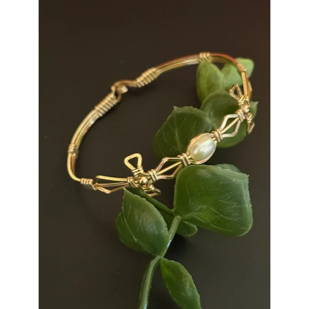 Ronaldo Designer Renewal Bracelet 14k Gold Filled Artist Wire Pearl Bangle